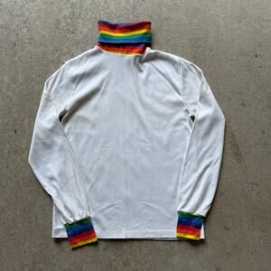 Vintage 80's Eclipse Los Angeles White Rainbow Turtleneck Pullover Shirt Sz M
